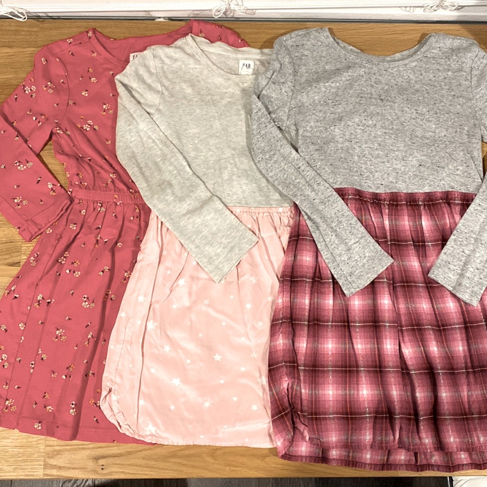 GAP long sleeve girls dresses - set of 3. Size S (6-7).